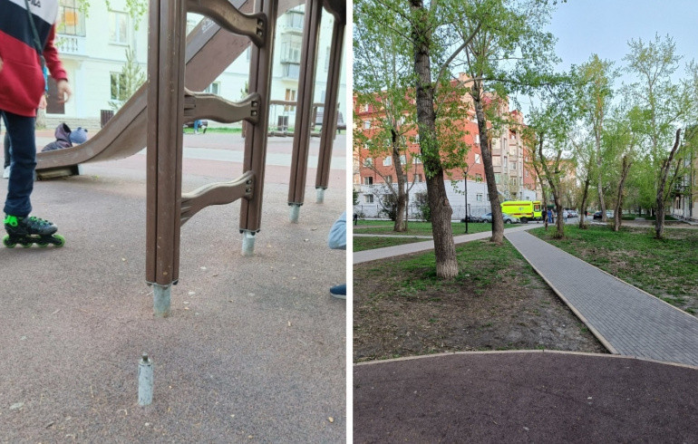 В Челябинске ребёнок попал в больницу с серьёзной травмой, упав на штырь на детской площадке