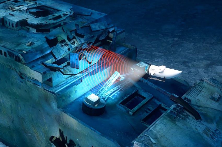 Опубликованы кадры погружения бастикафа «Титан» к «Титанику»