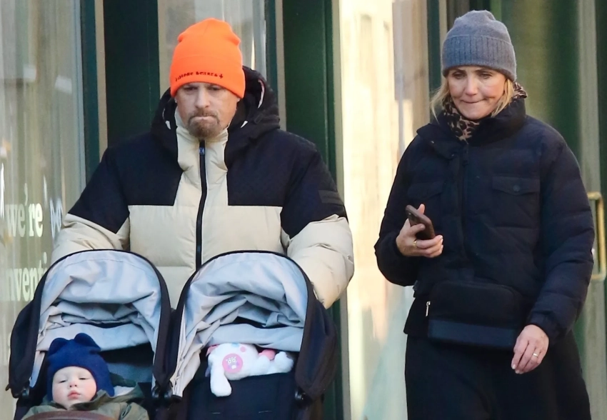 Кэмерон Диас засняли с мужем и сыном в Нью-Йорке