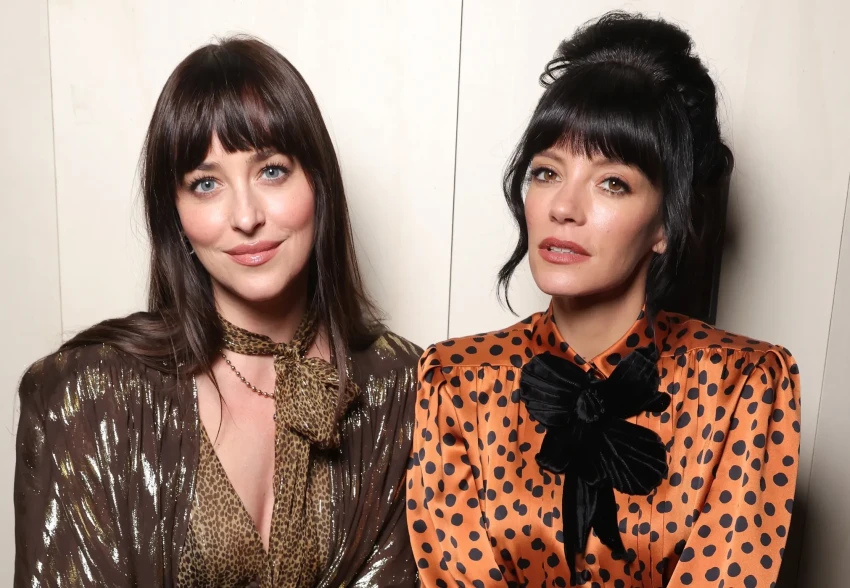 Дакота Джонсон, Кирстен Данст и Лили Аллен на показе Valentino в Париже