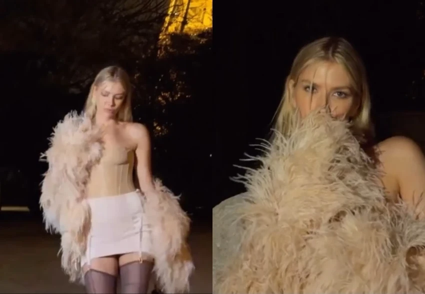 Елена Перминова в корсете и чулках устроила фотосессию у Эйфелевой башни